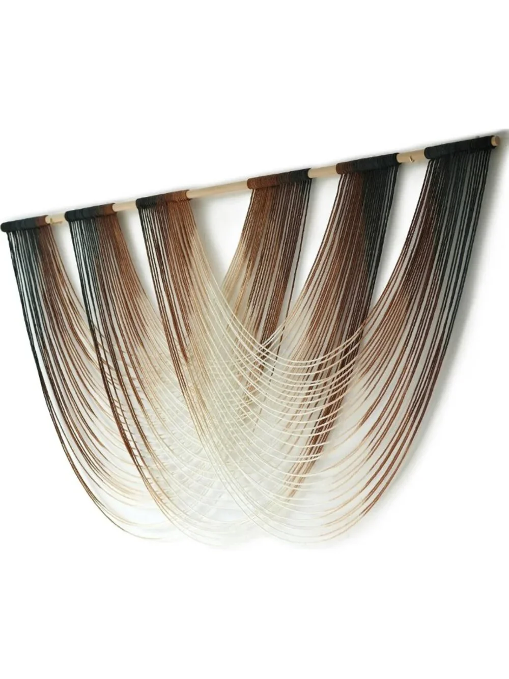 Boho Macrame Wall Hanging - Brown Dip-Dyed Yarn Decor 59